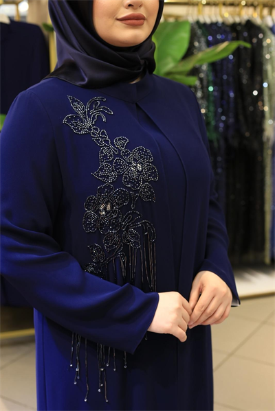 BEY801 CODED SEQUENCE STONE-EMBELLISHED ABAYA SET