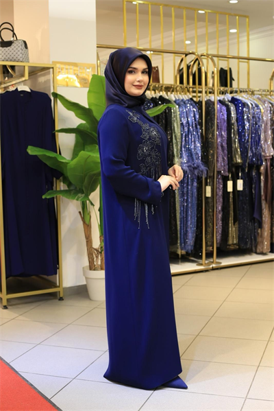 BEY801 CODED SEQUENCE STONE-EMBELLISHED ABAYA SET