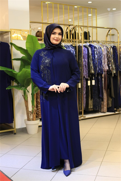 BEY801 CODED SEQUENCE STONE-EMBELLISHED ABAYA SET