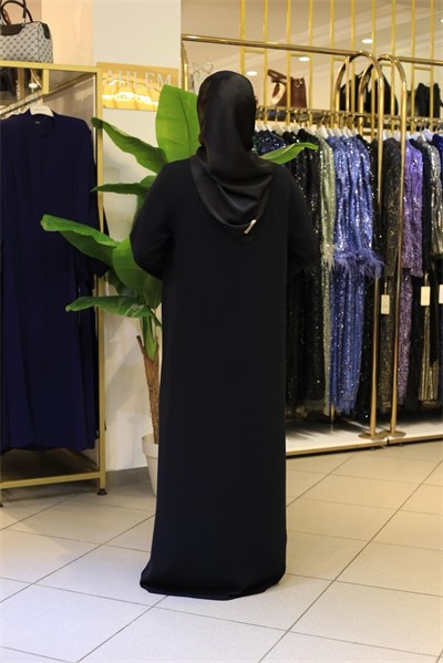 BEY801 KOD SIRA TAŞLI ABAYA TAKIM SİYAH