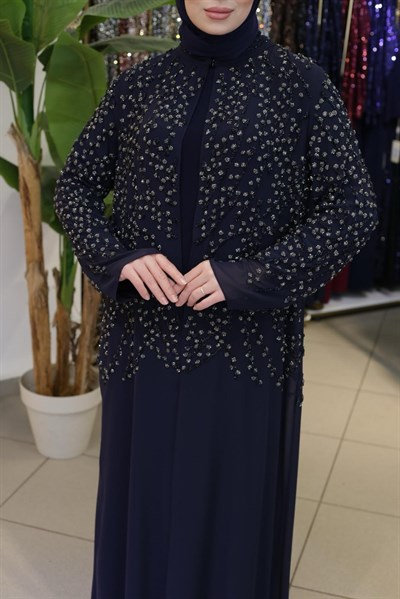 BEY805 KOD TAŞ BASKILI ABAYA TAKIM