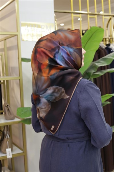 ÇİÇEK DESEN ARMİNE SAF İPEK EŞARP 9603/35 KOD