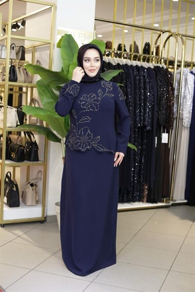 ÇİÇEK TAŞ İŞLEMELİ ELBİSE 5116 KOD