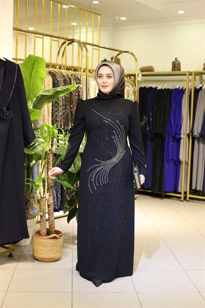 CINAR5020 KOD ZERAFET ABİYE ELBİSE SİYAH