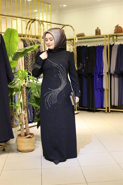 CINAR5020 KOD ZERAFET ABİYE ELBİSE SİYAH