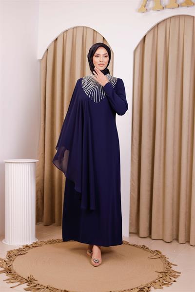 CNR5036 CODE EINÄRMELIGES ABENDKLEID MIT UMHANG