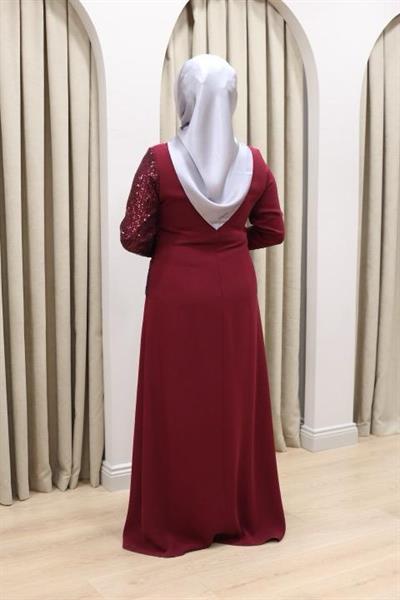 CNR5046 KOD PAYET GARNİLİ ELBİSE BORDO