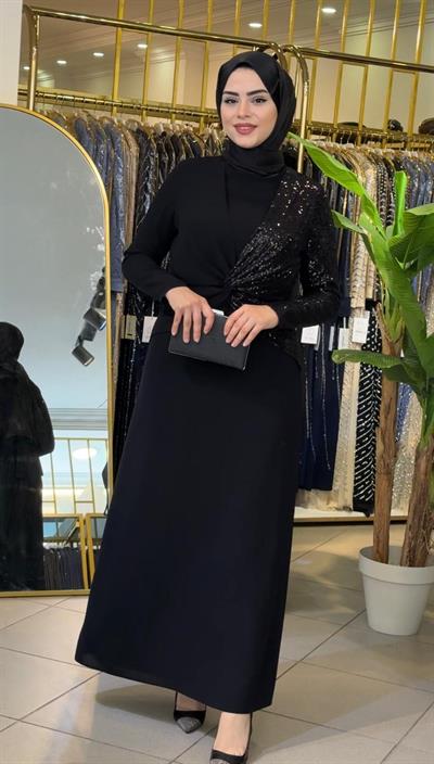 CNR5046 KOD PAYET GARNİLİ ELBİSE