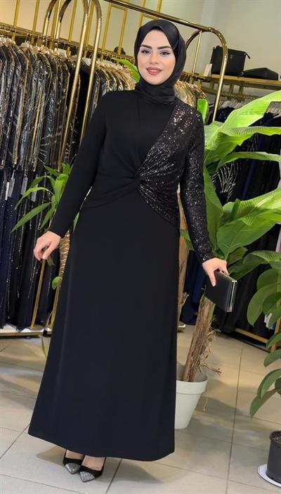 CNR5046 KOD PAYET GARNİLİ ELBİSE