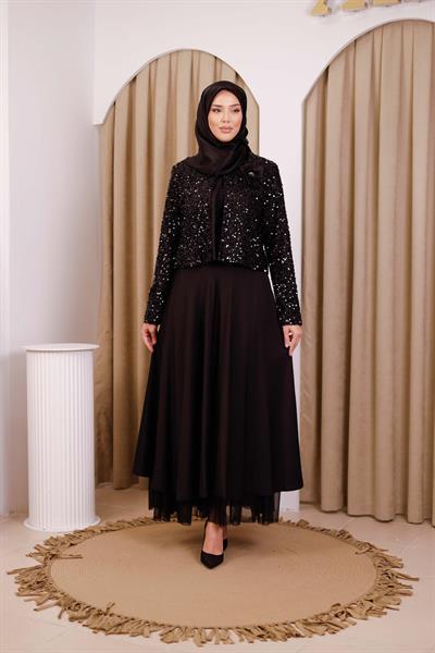 CNR5128 SEQUINED SKIRT SUIT