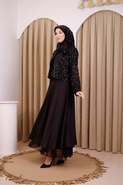 CNR5128 SEQUINED SKIRT SUIT