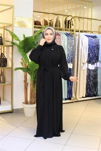 CNR5213 CODE SHOULDER HAND-EMBROIDERED ABAYA SET