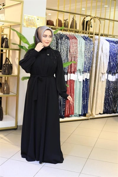 CNR5213 CODE SHOULDER HAND-EMBROIDERED ABAYA SET
