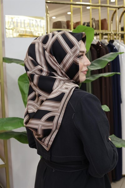GEOMETRİK DESEN ARMİNE SAF İPEK EŞARP 9614/08 KOD
