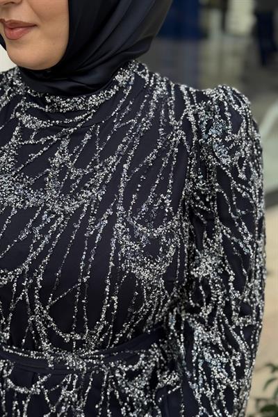 HEN5001 CODE STONE PRINTED EVENING DRESS