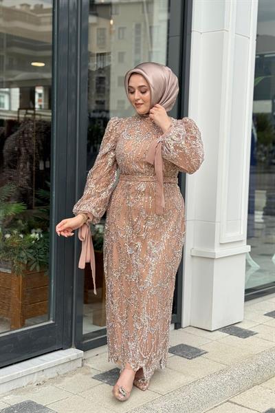 HEN5001 CODE STONE PRINTED EVENING DRESS