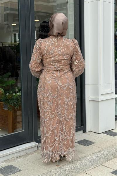 HEN5001 CODE STONE PRINTED EVENING DRESS