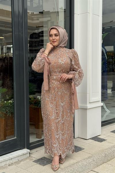 HEN5001 CODE STONE PRINTED EVENING DRESS