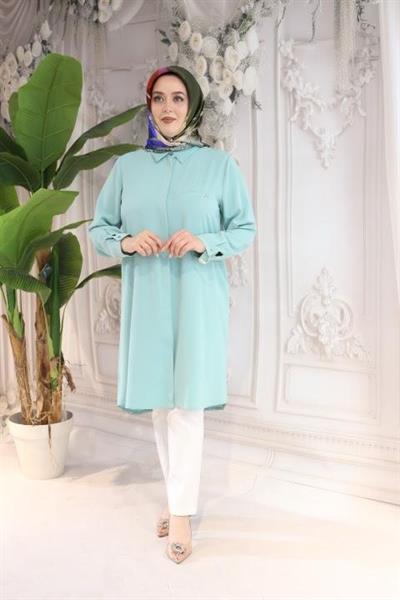 JUKI4122 KOD GÖMLEK YAKA TUNİK YEŞİL