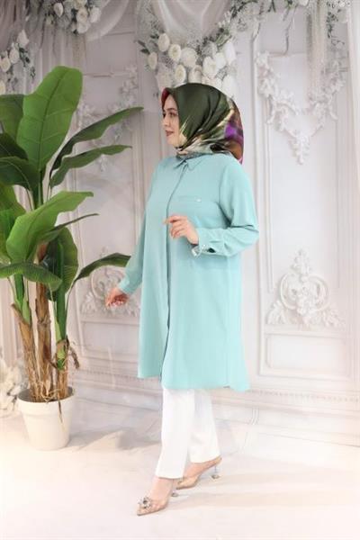 JUKI4122 KOD GÖMLEK YAKA TUNİK YEŞİL