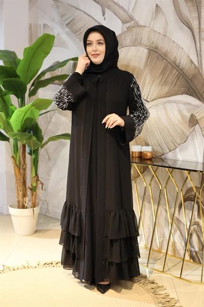 JUKI5131 CODE SLEEVES PEARLIZED SHEFON ABAYA SUIT