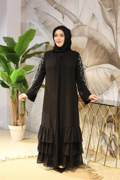 JUKI5131 CODE SLEEVES PEARLIZED SHEFON ABAYA SUIT