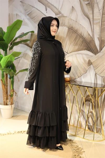 JUKI5131 CODE SLEEVES PEARLIZED SHEFON ABAYA SUIT