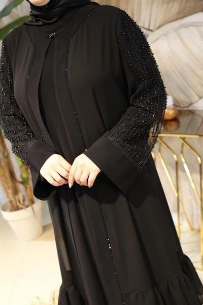 JUKI5131 CODE SLEEVES PEARLIZED SHEFON ABAYA SUIT