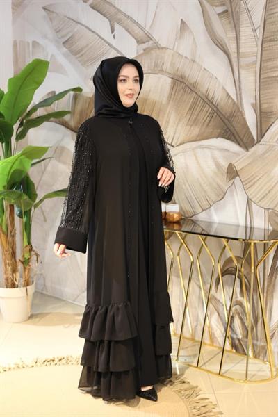 JUKI5131 CODE SLEEVES PEARLIZED SHEFON ABAYA SUIT