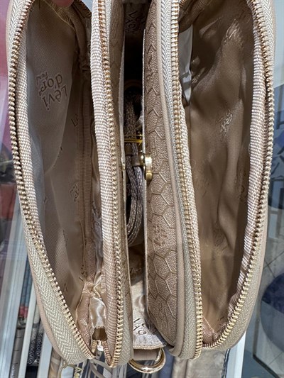 LEVİDOR SAC À BANDOULIÈRE À DOUBLE FERMETURE ÉCLAIR ET MOTIFS EN NID DABEILLES 930044
