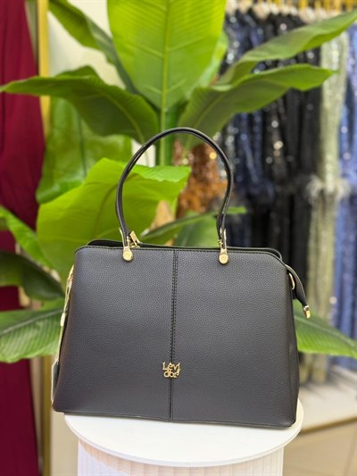 LEVİDOR BLACK DOUBLE-EYED GOLD DETAIL HANDBAG 930931