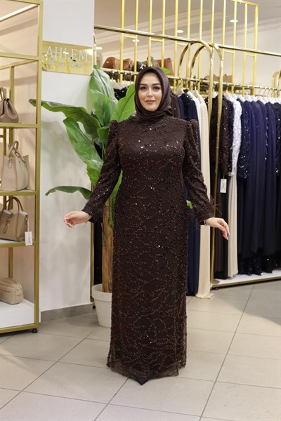 PUL DESENLİ ABİYE ELBİSE 754 KOD