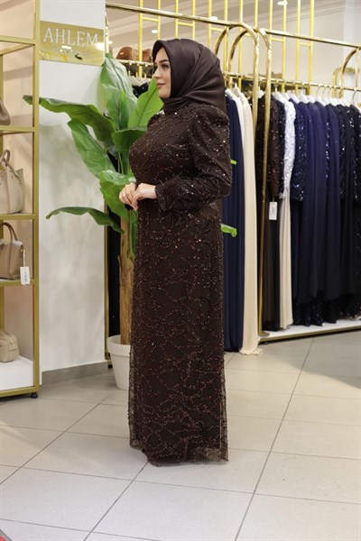 PUL DESENLİ ABİYE ELBİSE 754 KOD