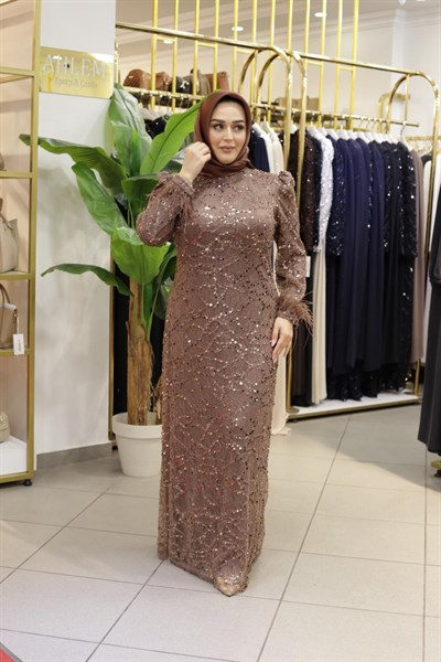 PUL DESENLİ ABİYE ELBİSE 754 KOD