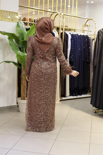 PUL DESENLİ ABİYE ELBİSE 754 KOD