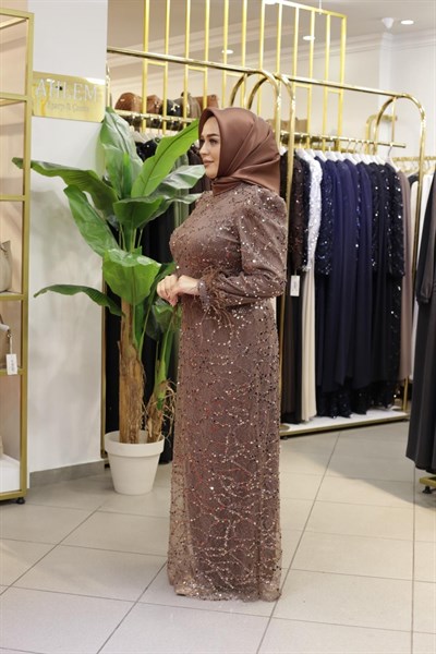 PUL DESENLİ ABİYE ELBİSE 754 KOD