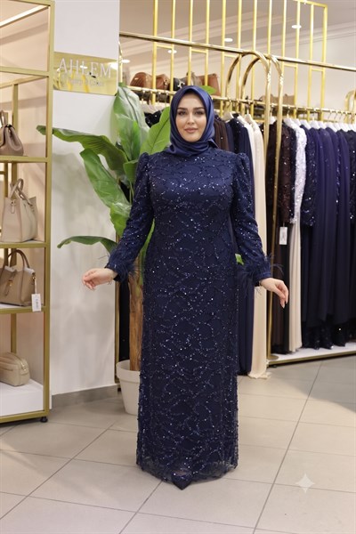 PUL DESENLİ ABİYE ELBİSE 754 KOD