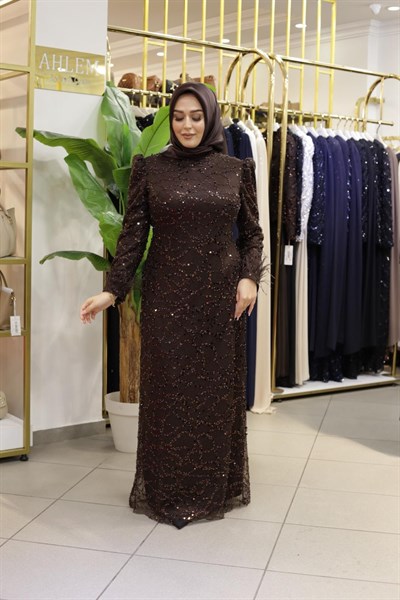 PUL DESENLİ ABİYE ELBİSE 754 KOD