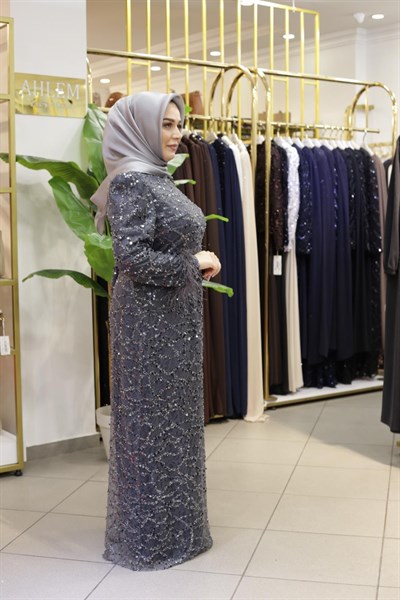 PUL DESENLİ ABİYE ELBİSE 754 KOD