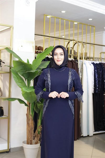 PUL DETAYLI TAŞLI ELBİSE 7216 KOD