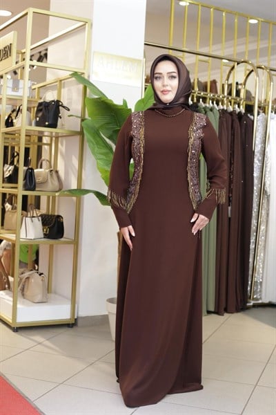 PUL DETAYLI TAŞLI ELBİSE 7216 KOD