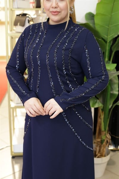 PUL İŞLEMELİ ESTEL ELBİSE 3409 KOD