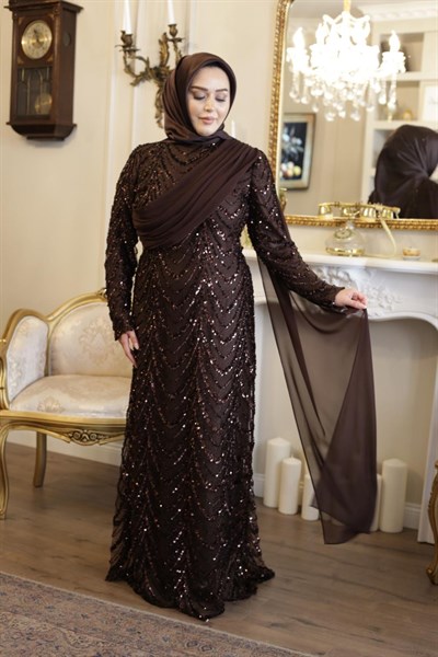 6002 KOD PULLU DRAPE DETAYLI ELBİSE