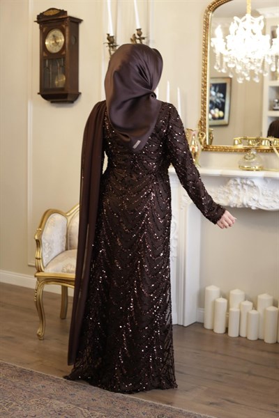 6002 KOD PULLU DRAPE DETAYLI ELBİSE