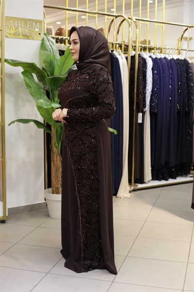 SALKIM TAŞLI KREP ELBİSE 3368-1 KOD