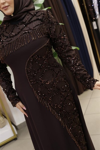 SALKIM TAŞLI KREP ELBİSE 3368-1 KOD