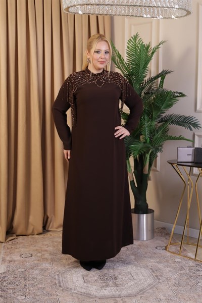 SALKIM TAŞLI KREP ELBİSE 3514 KOD