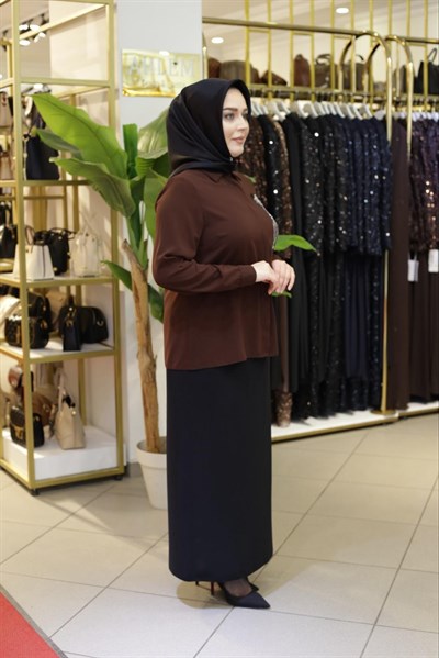 SAWOROSKİ ÇİÇEK TAŞLI KISA GÖMLEK 1176 KOD