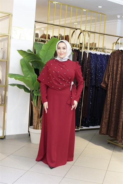 SAWOROSKİ PELERİN DETAYLI ELBİSE 0055 KOD