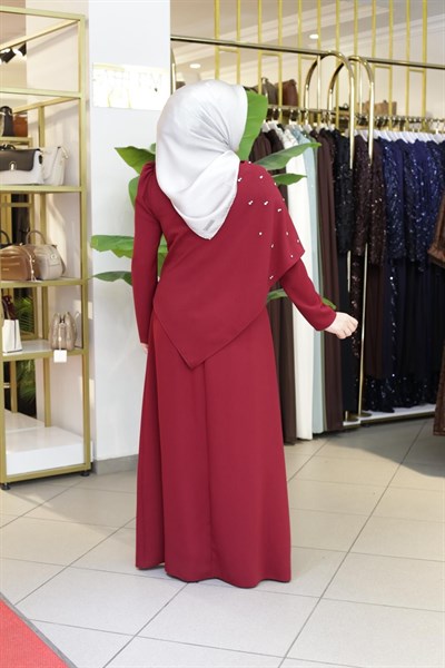 SAWOROSKİ PELERİN DETAYLI ELBİSE 0055 KOD